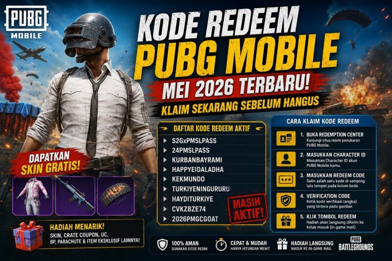 Kode Redeem PUBG Mei 2026